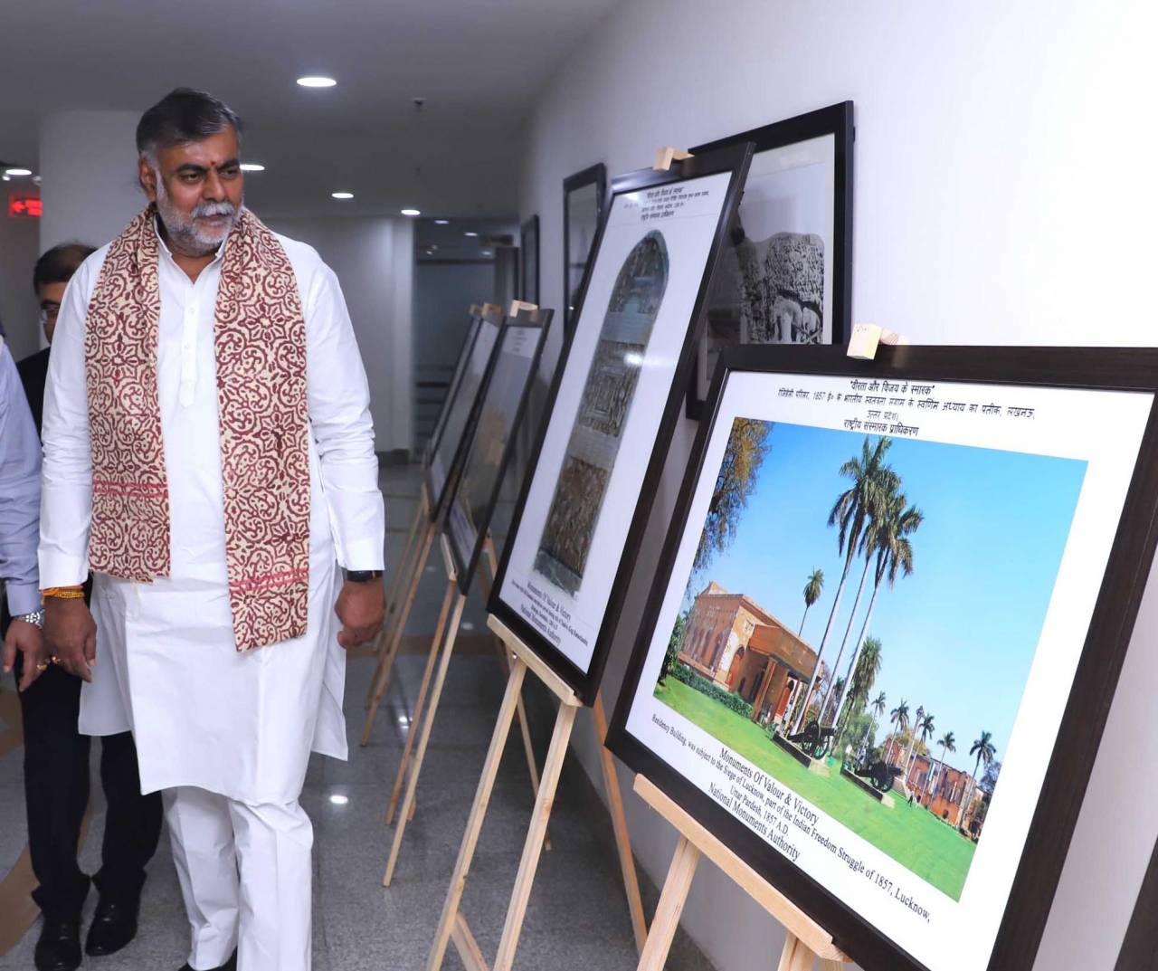 Minister of State for Culture and Tourism (Independent Charge), Prahalad Singh Patel visiting an Exhibition on the 20th Anniversary of Kargil Vijay Diwas, in New Delhi on July 26.