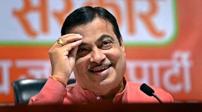 Nitin Gadkari at a press conference