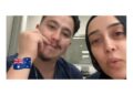 Australian nurses Ahmad “Rashad” Nadir and Sara Abu Labda speak to an Israeli about their violent photo caption: antisemitism. (Max Veifer)